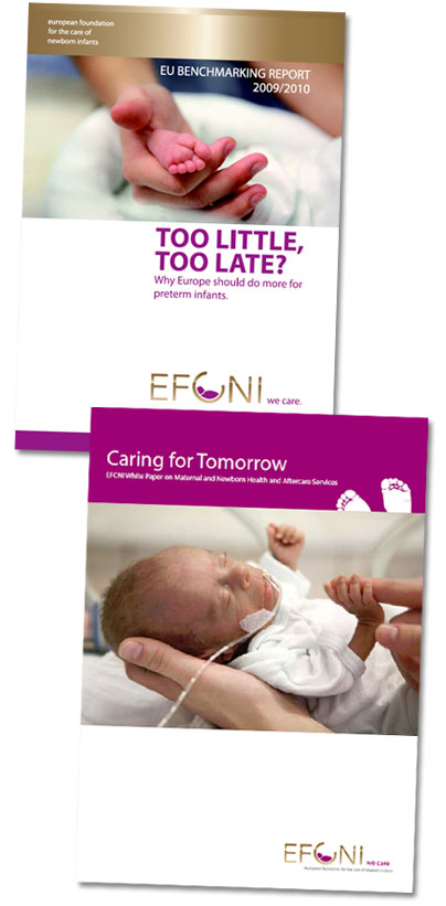 Image including two report covers. Top cover is 'Too Little Too Late?'. Bottom cover is 'Caring for Tomorrow' report, both by the EFCNI